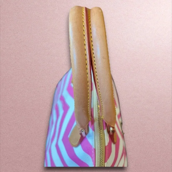 Authentic Dooney & Bourke Pink White Chevron Satchel Tote Strap Barbie Girly Y2K - Picture 8 of 16